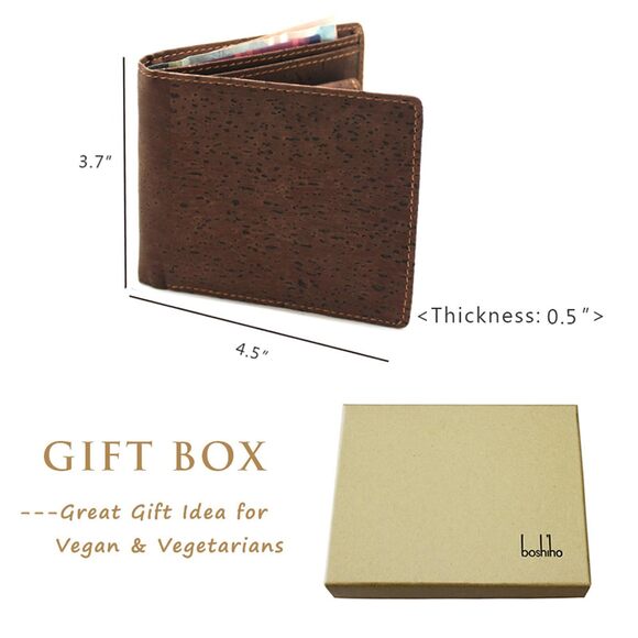 Corkor Cork Slim Bifold Wallet | Vegan & Eco-Friendly for  8615 RFID Blocking Cork Wallet, Slim Bifold Vegan Coin Purse Vegan Gift
